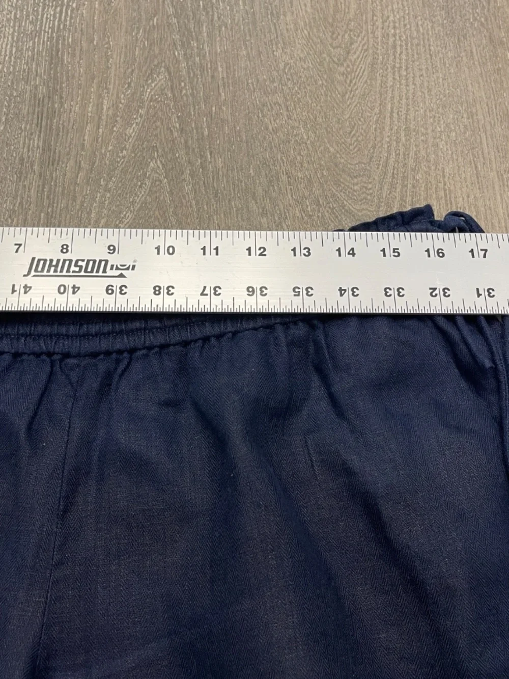 J Crew Linen Shorts Women's Size M Navy Blue Pockets Elastic Waist 3